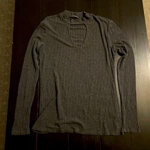 Charcoal Rib Cutout Top